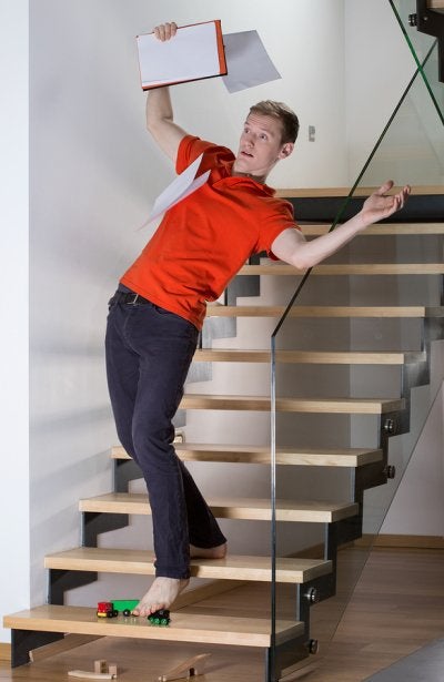 A Man Slipping And Falling Through Stairs In Riverside, CA